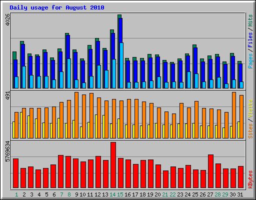 Daily usage for August 2010